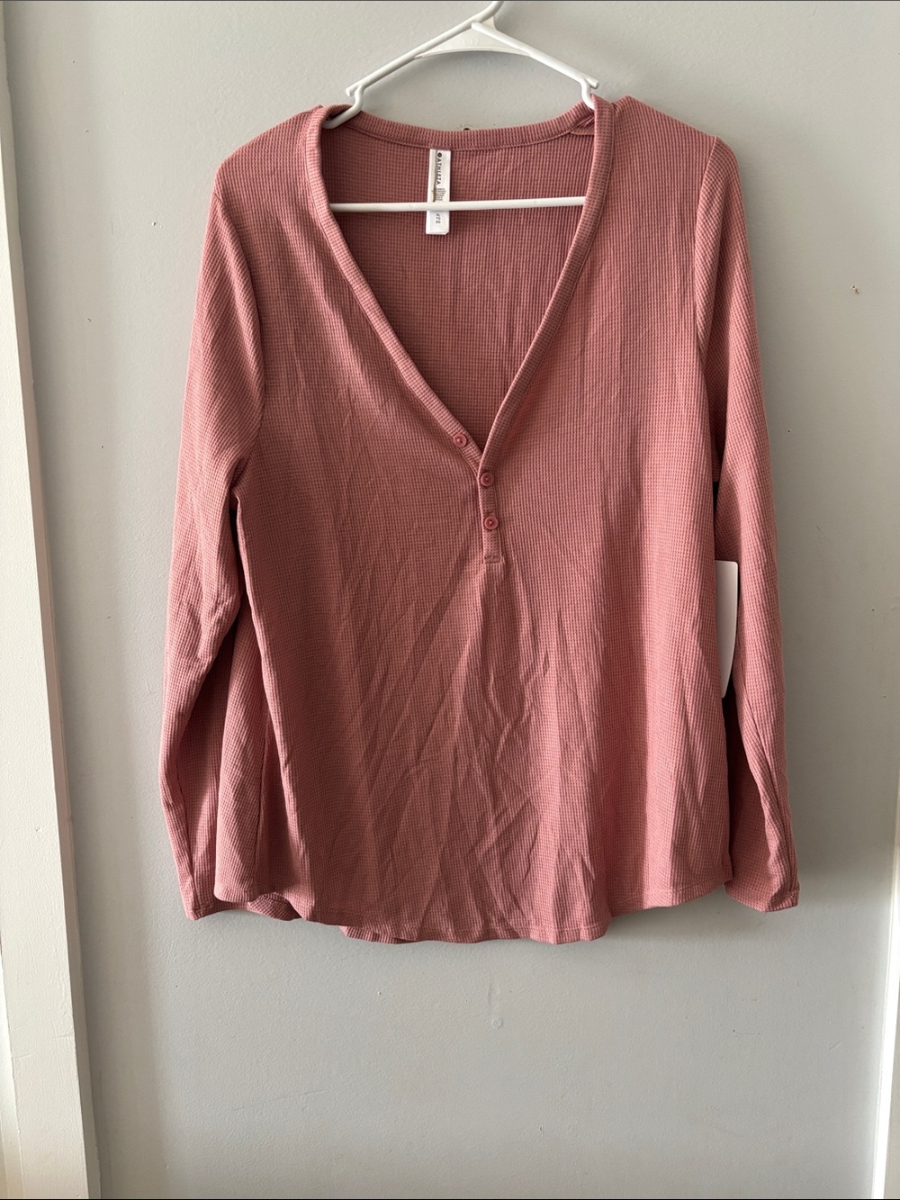 Athleta Long-Sleeve Waffle Henley Top - Dusty Rose